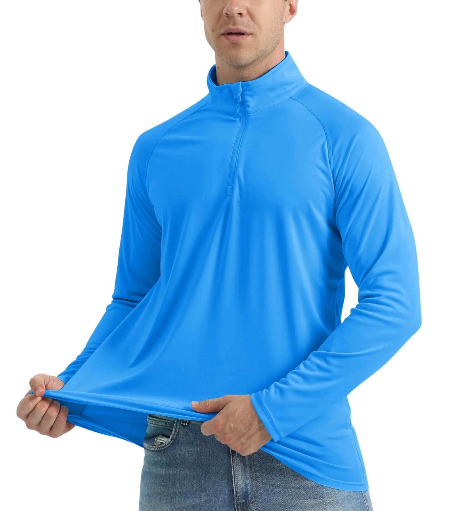 More of UPF 50  Sun/UV Protection T-Shirt Men's 1/4 Zip Pullover Outdoor Recreation UV Tee Shirts Tops