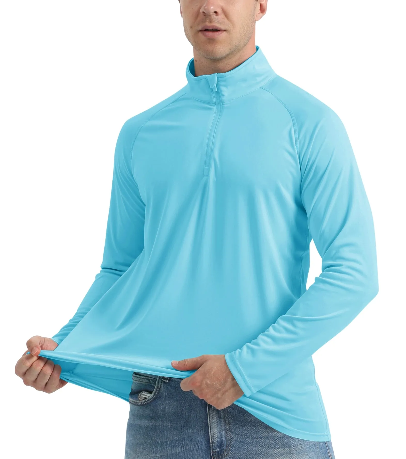 More of UPF 50  Sun/UV Protection T-Shirt Men's 1/4 Zip Pullover Outdoor Recreation UV Tee Shirts Tops