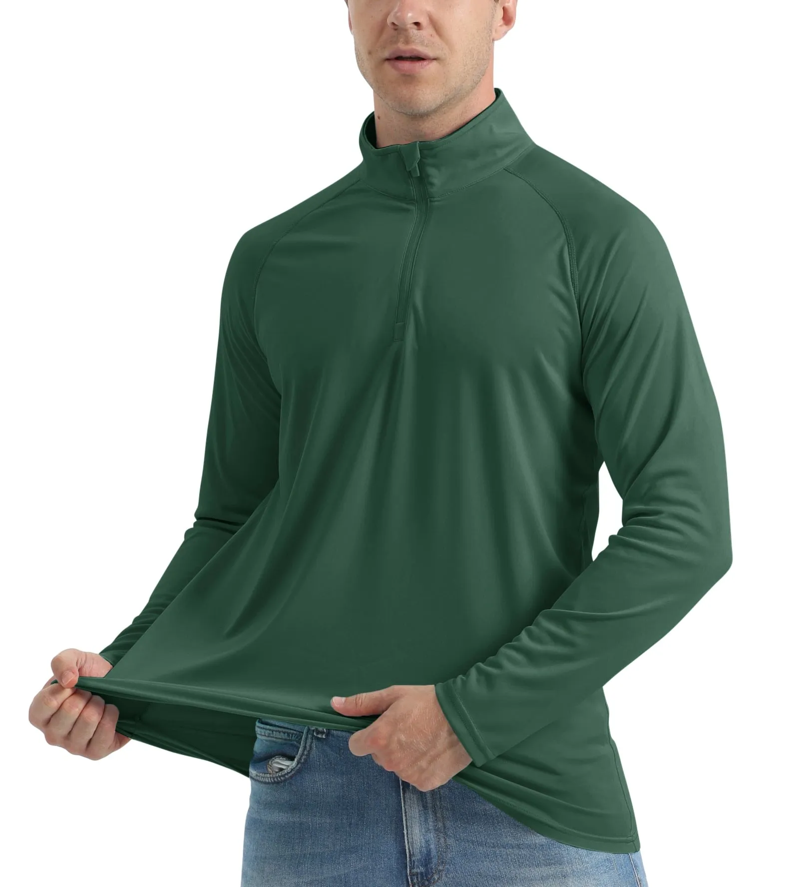 More of UPF 50  Sun/UV Protection T-Shirt Men's 1/4 Zip Pullover Outdoor Recreation UV Tee Shirts Tops