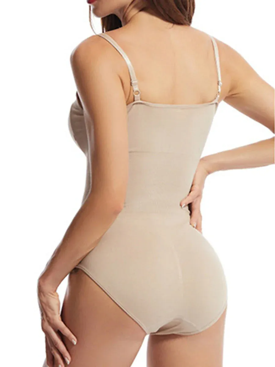 Women's Pure Color Nylon Shapewear Bodysuits for Everyday Comfort