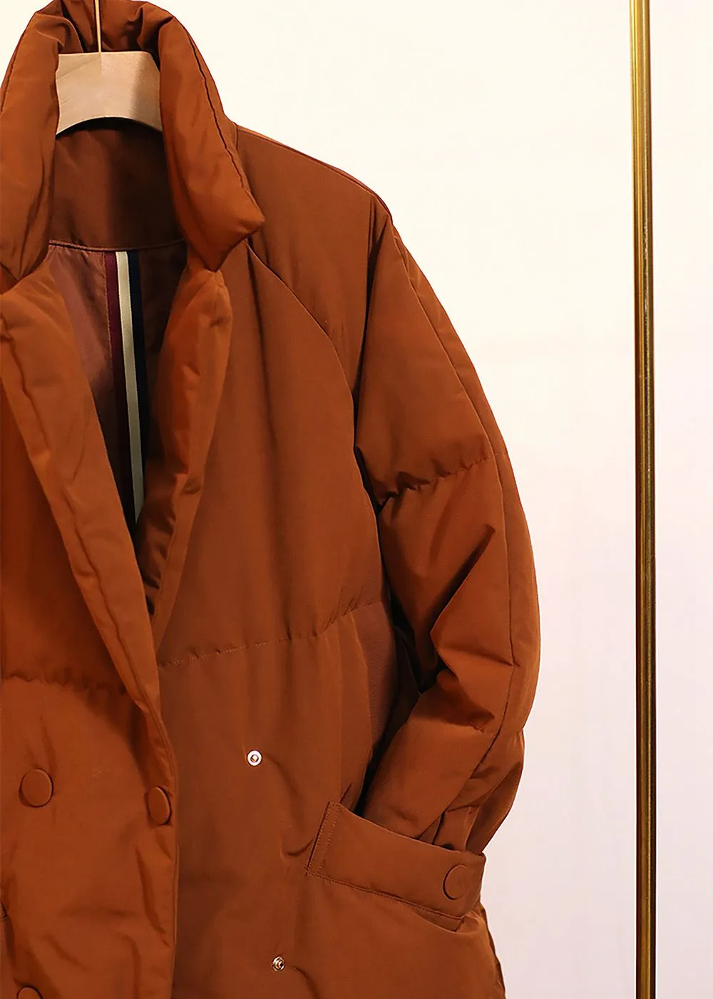 Beata Caramel Belted Puffer Down Coat