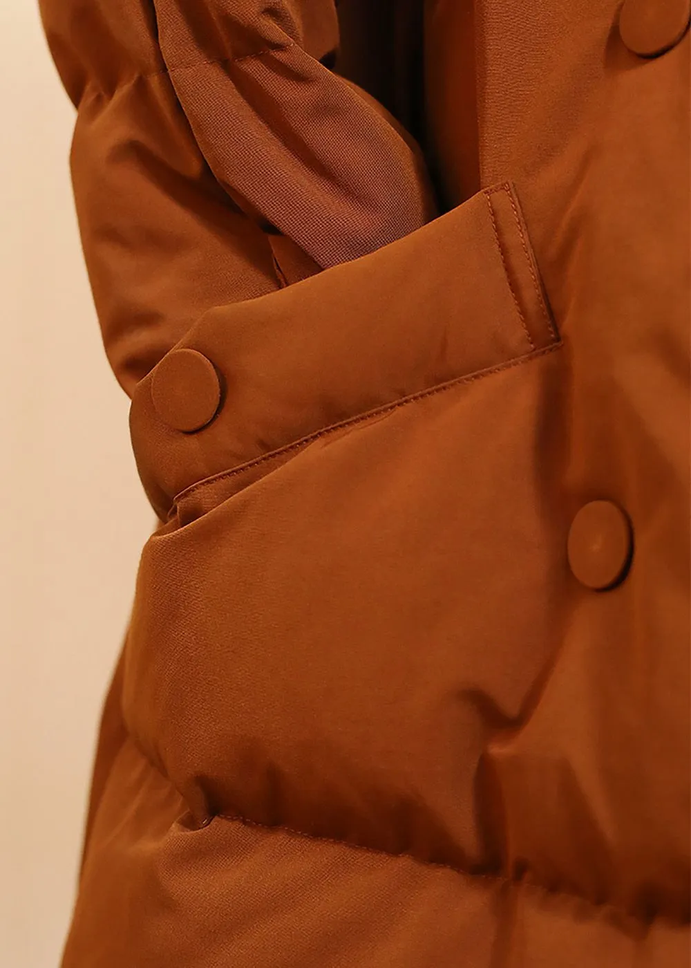 Beata Caramel Belted Puffer Down Coat