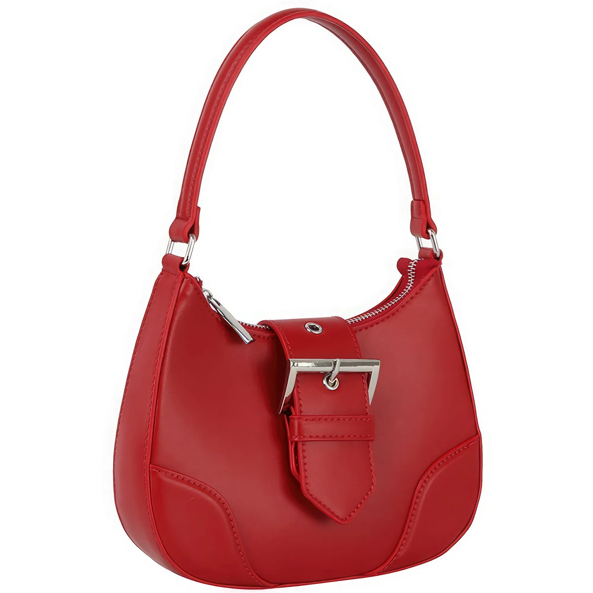 Fashion Buckle Curve Handle Shoulder Bag