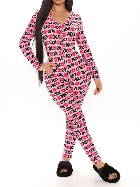 Cozy Women's Grid Plaid Onesie with V-Wire Detail and Button Closure