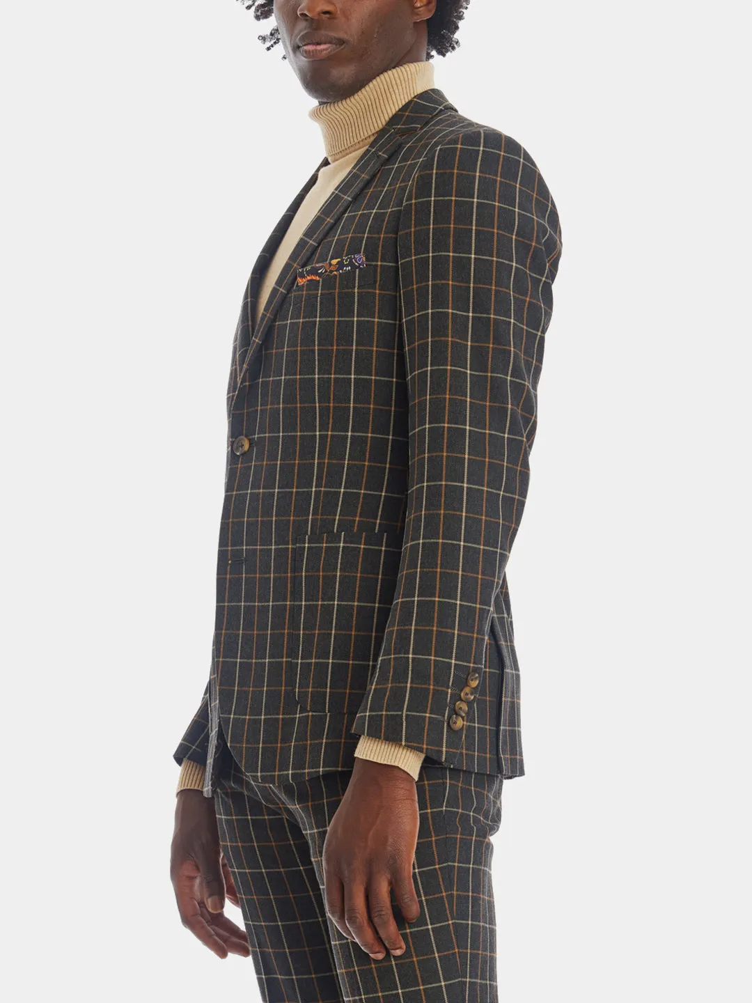 Window Check Slim Dover Notch Jacket