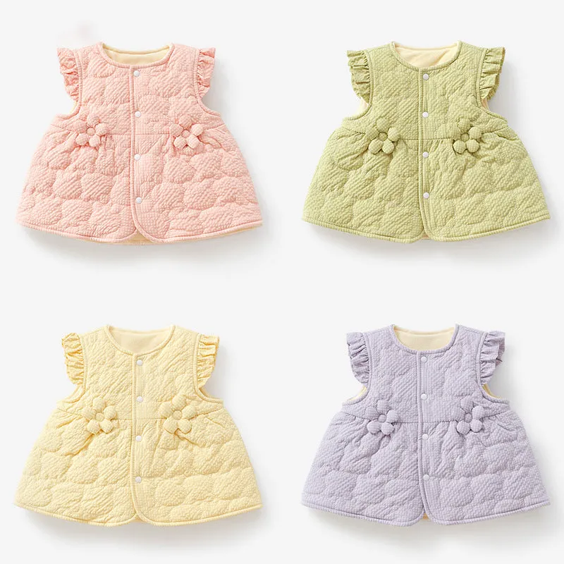 Baby Kid Girls Solid Color Flower Vests Waistcoats Wholesale 231130247