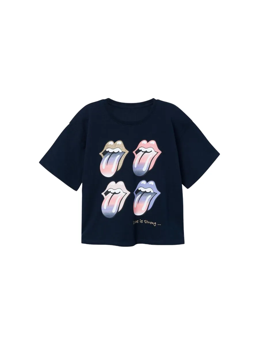 name it short sleeve t-shirt for boys Narina Rolling Stones 13226496 dark blue 