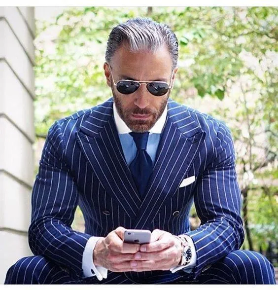 Pure Stripe Double Breast Blue Suit