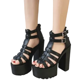 Strappy Roman Platform Heels Sandals