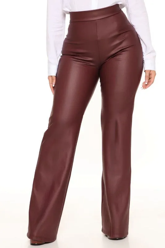 PU High Waist Leather Pants