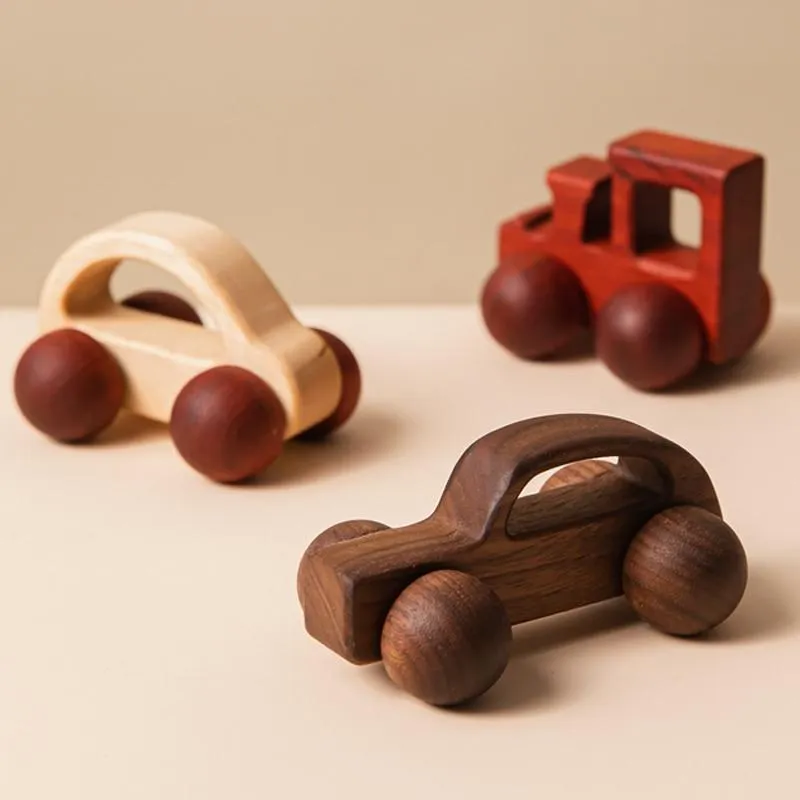 Baby Wooden Toys Beech Wood Car Blocks Cartoon Van Educational Montessori Toys Children Baby Teething Newborn Birthday Gift