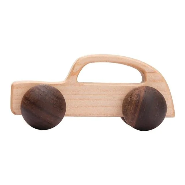 Baby Wooden Toys Beech Wood Car Blocks Cartoon Van Educational Montessori Toys Children Baby Teething Newborn Birthday Gift