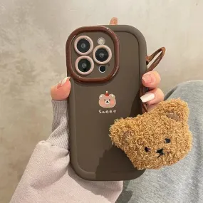 Sweet Cute Phone Cases with Bear Pendant for iPhone 11, 12, 13, 14, 15 Pro Max