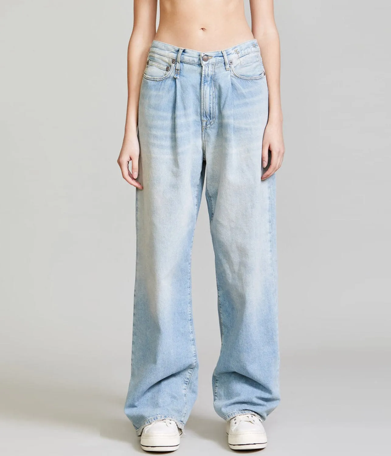 DAMON PLEATED WIDE LEG PANT- LENNON BLUE