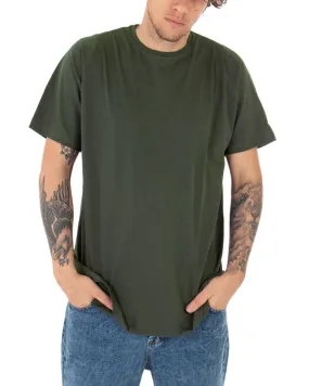 T-Shirt Uomo Oversize Tinta Unita Verde Militare Maglia Maniche Corte Girocollo Cotone GIOSAL