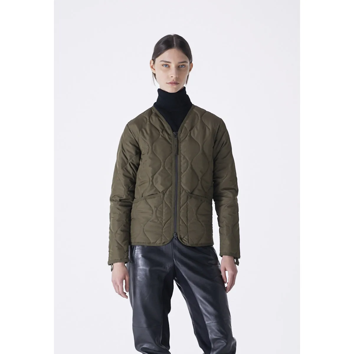 TAION Military Zip V-Neck Jacket dark olive