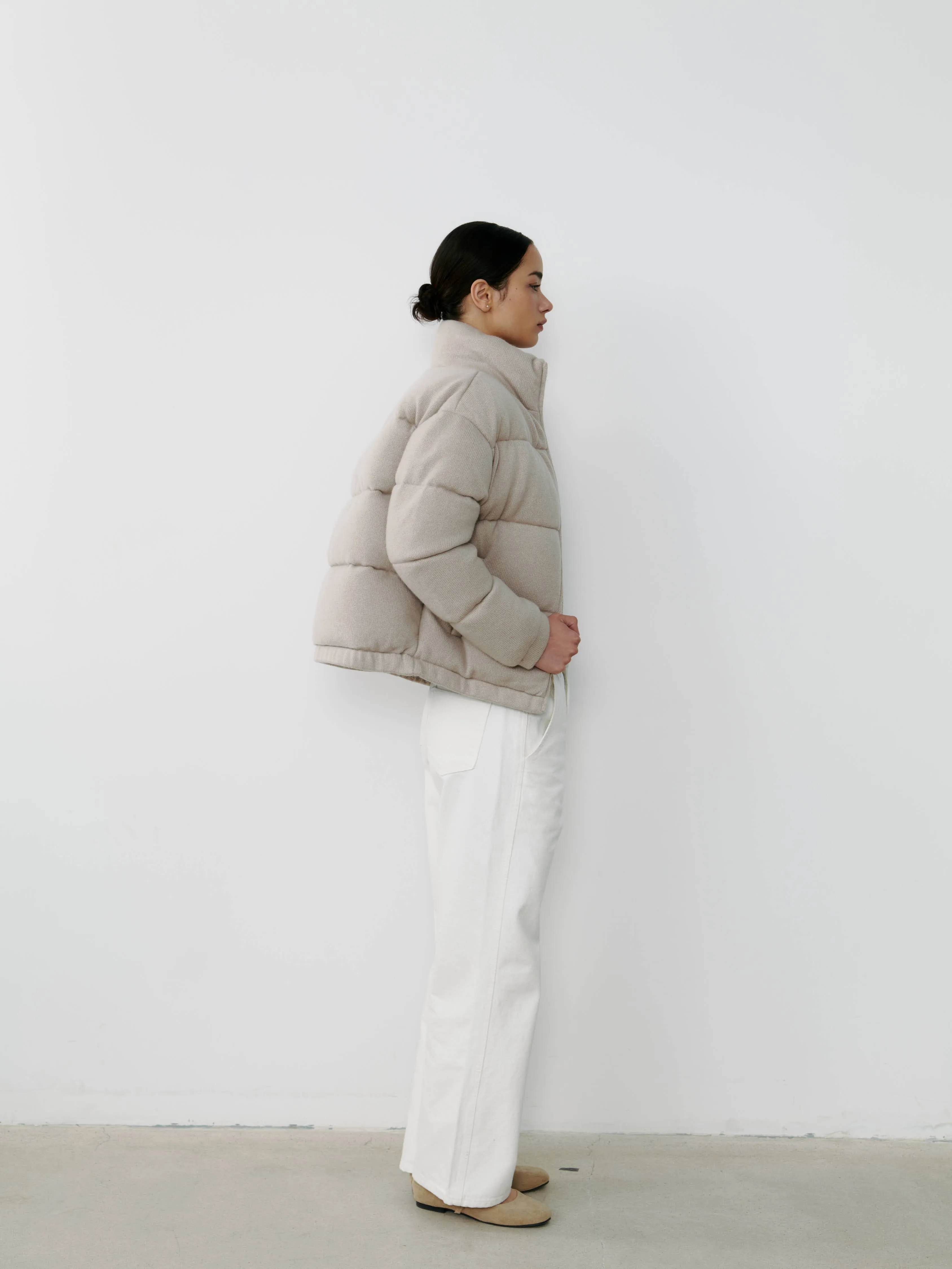 Premium Cashmere-Blend Down Jacket in Elegant Jute