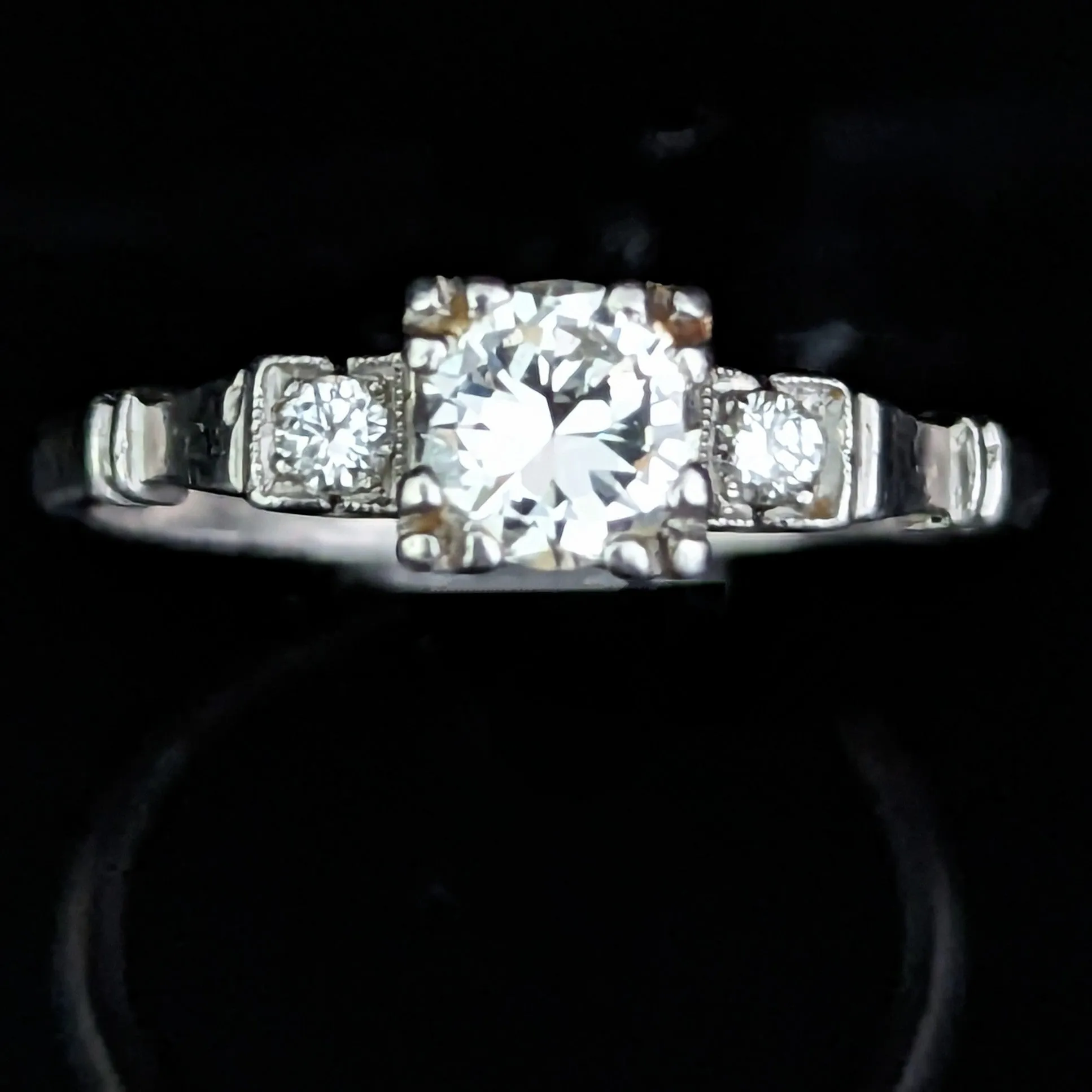 The Perry - Vintage Diamond Platinum Engagement Ring c.1950s