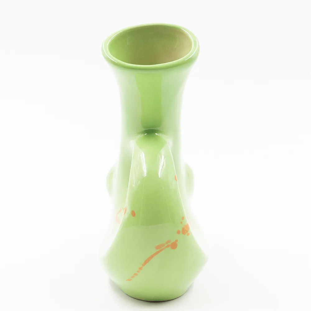 Walking Man Ceramic Bong - Green (Orange Splatter)