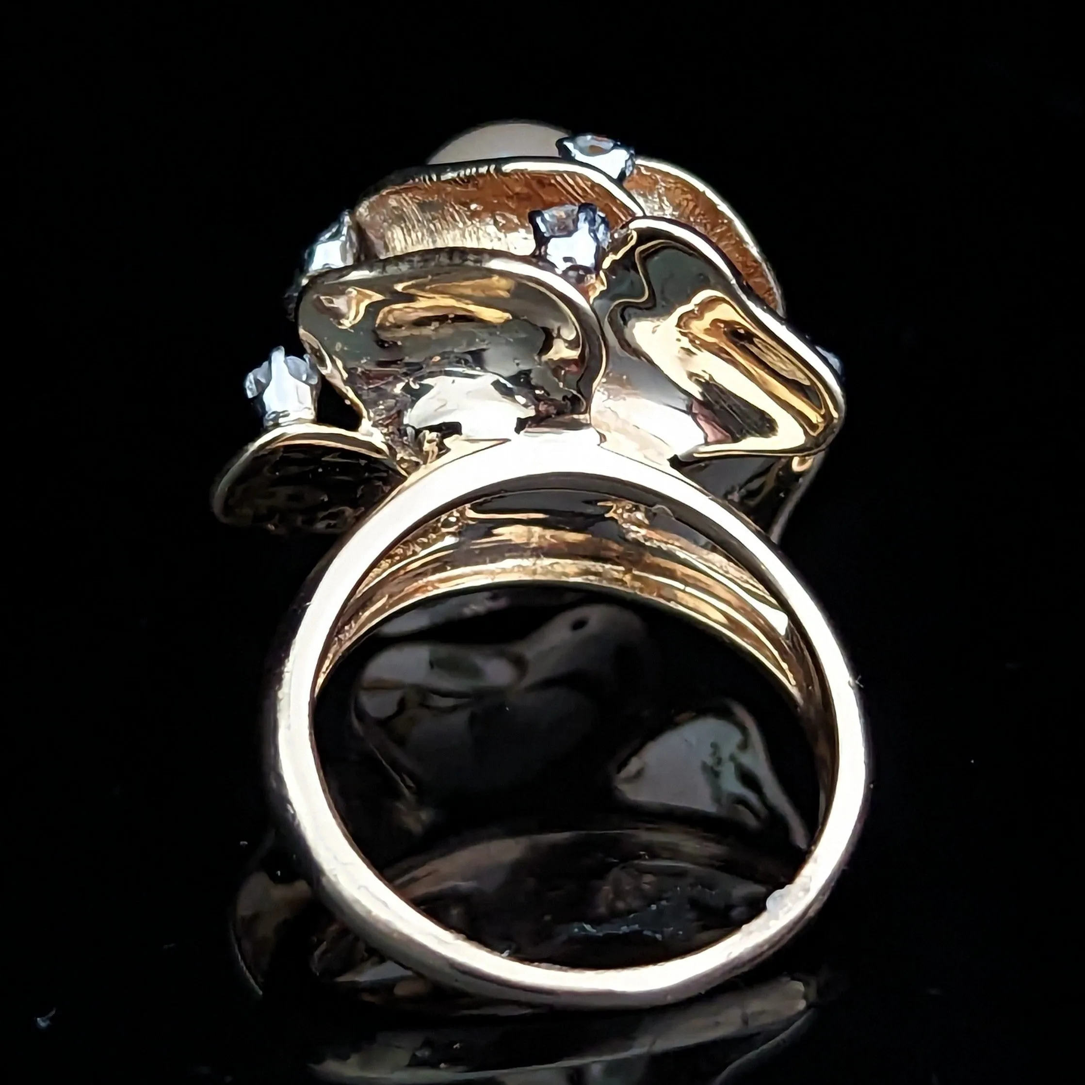 The Savannah - Vintage Pearl Diamond 14k Gold Cocktail Rose Ring c.1960s