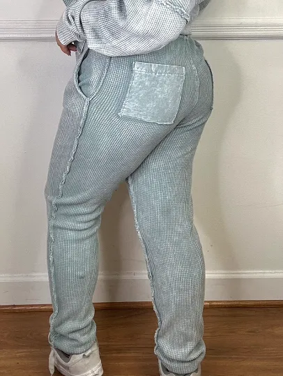 High Waisted Solid Thermal Knit Jogger