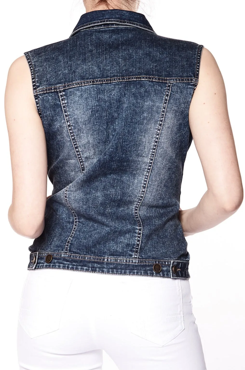 MANDY - Ladies Denim Vest - Light Blue Wash