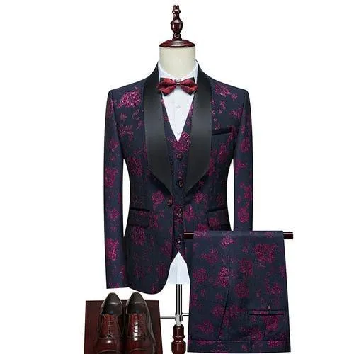 Ricardo Floral Tuxedo Suit - Three Piece Suit