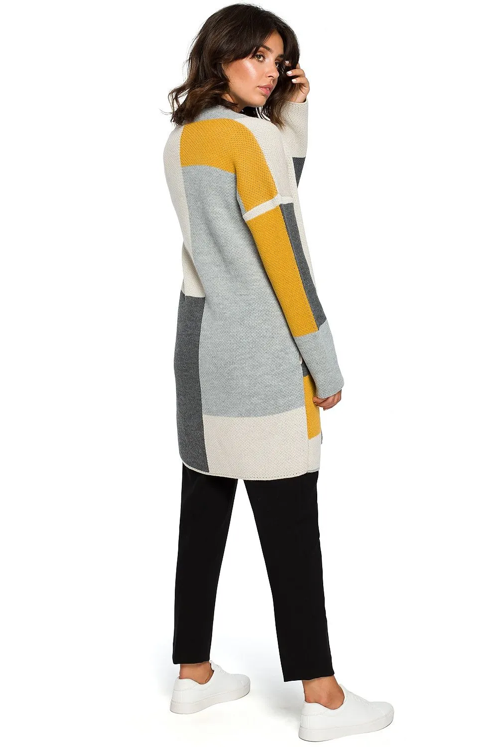 Color Block Knee Cardigan