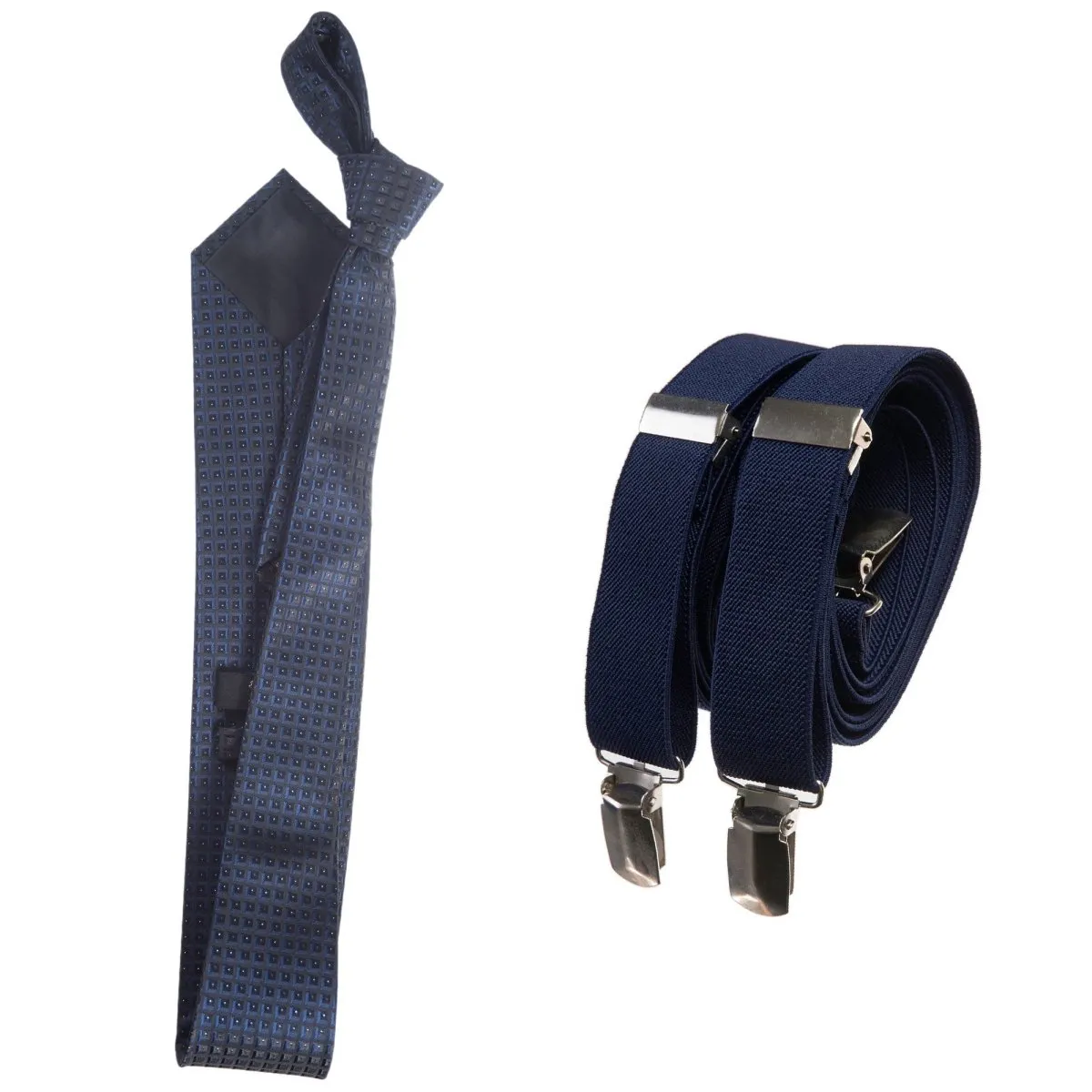 Classic Windsor Self Tie Paisley Jacquard Necktie and Suspenders