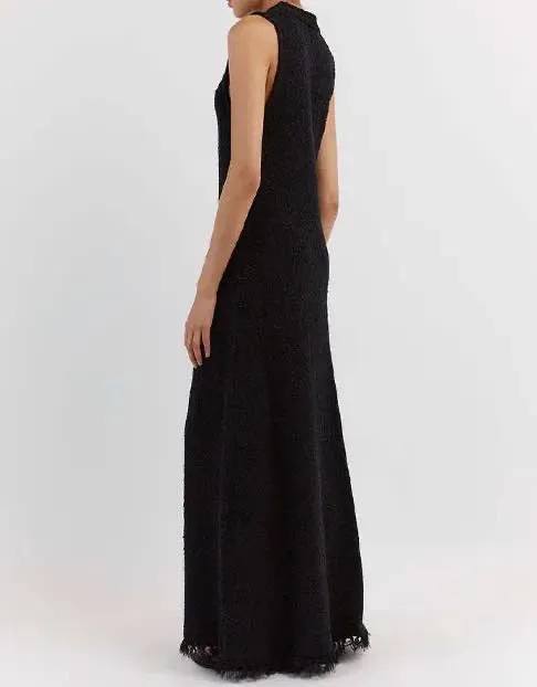 Knitted A Line Tassel Hem Long Dress