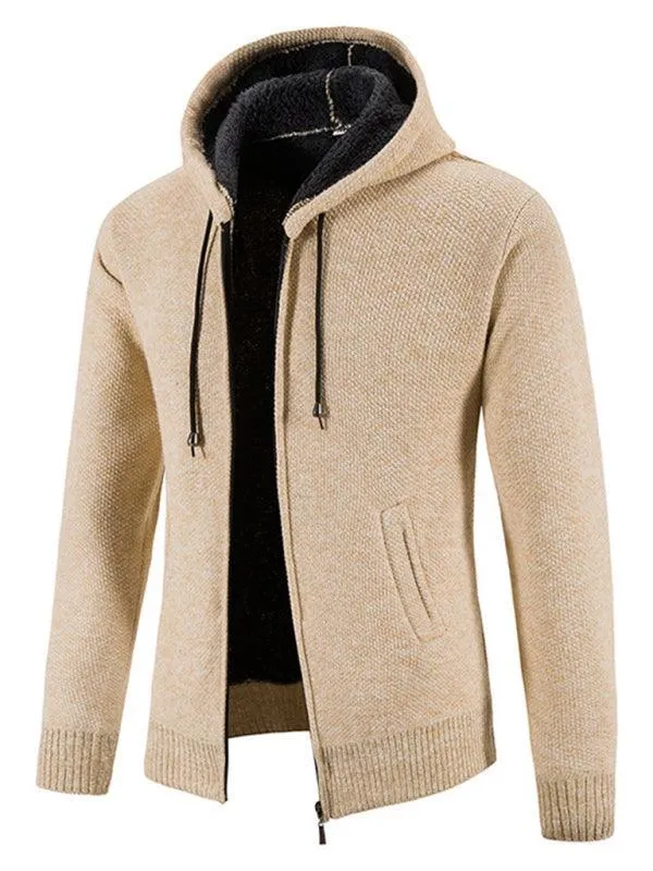 Hooded Zipper Men Cardigan Sweater