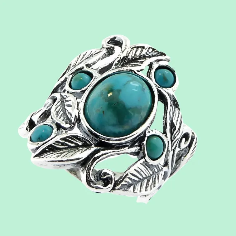 Jewelry from Israel silver signet ring for woman set turquoise