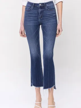 Vervet : High Rise Step with Raw Hem Kick Flare Jean