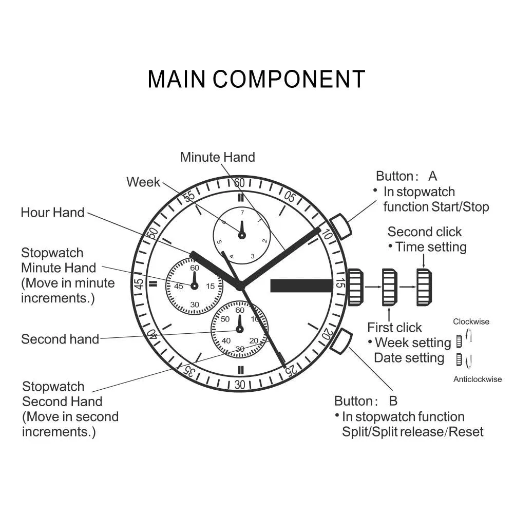 S18 Simple Wooden Watch: Stylish Chronograph for Men