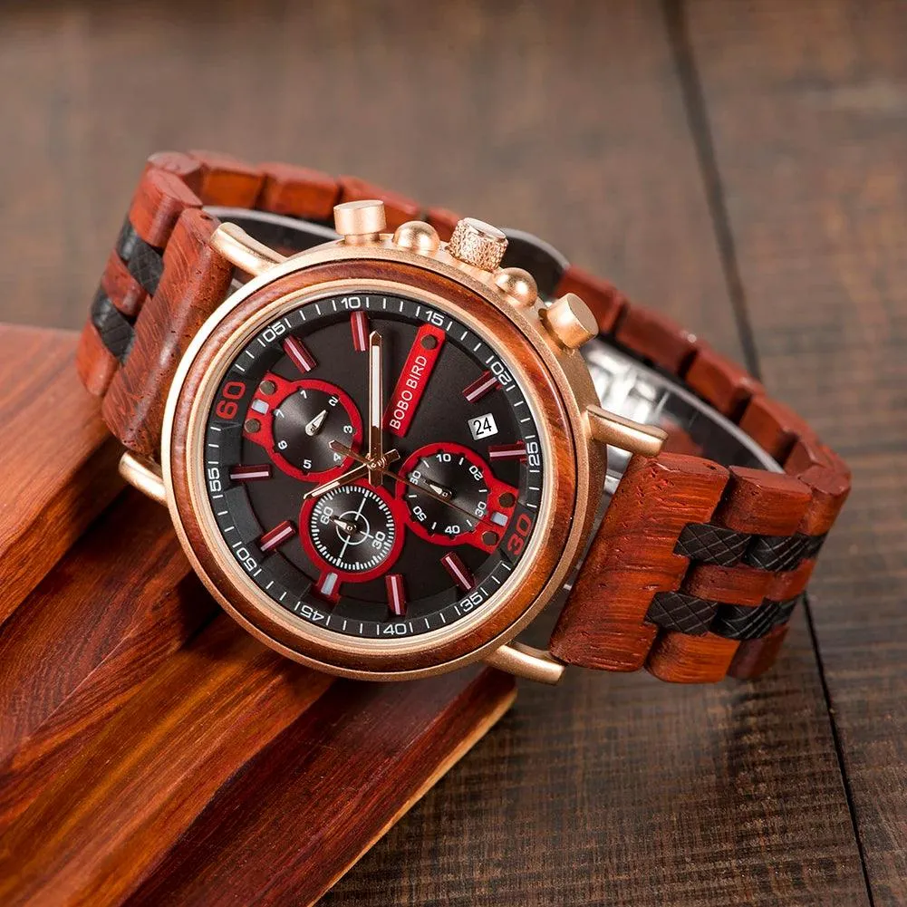 S18 Simple Wooden Watch: Stylish Chronograph for Men