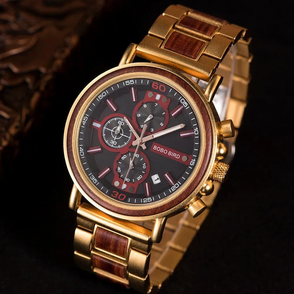 S18 Simple Wooden Watch: Stylish Chronograph for Men