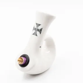 Walking Man Ceramic Bong - White (Skull Cross)