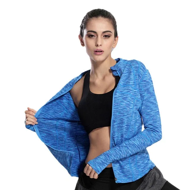 BESGO Women Sports Yoga Zipper Running Jackets Fitness Gym Training Coat Quick Dry Long Sleeve Outdoors Sportswear Active Wear