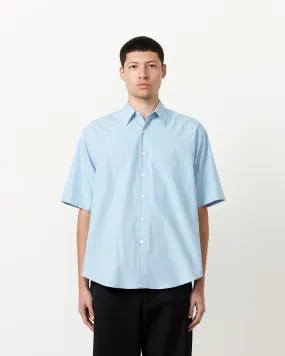 Washed Finx Twill Big Half Sleeve Shirt in Sax Blue