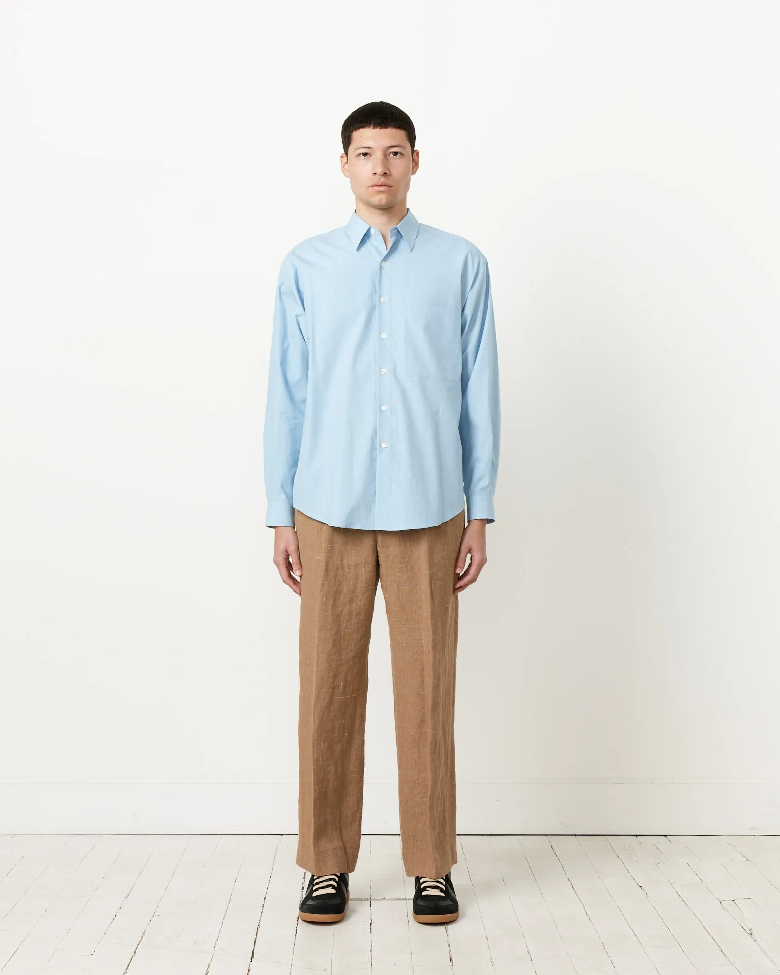 Washed Finx Twill Big Shirt in Sax Blue