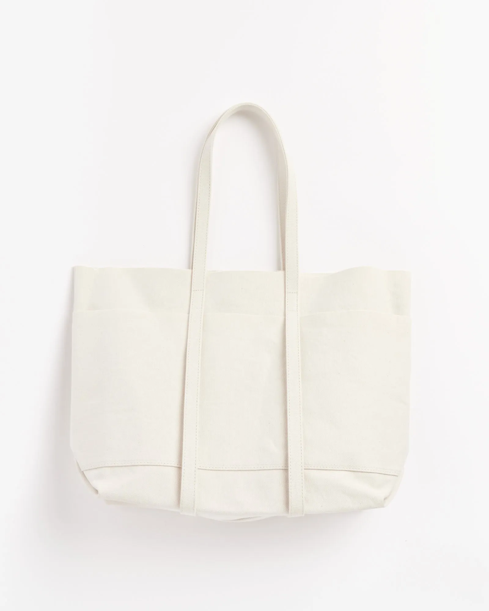 Washed Canvas 6 Pockets Tote in White