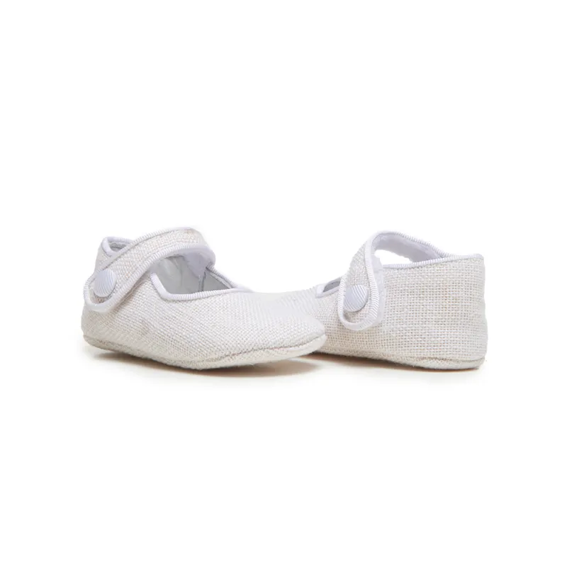 My-First Linen Mary Janes in White