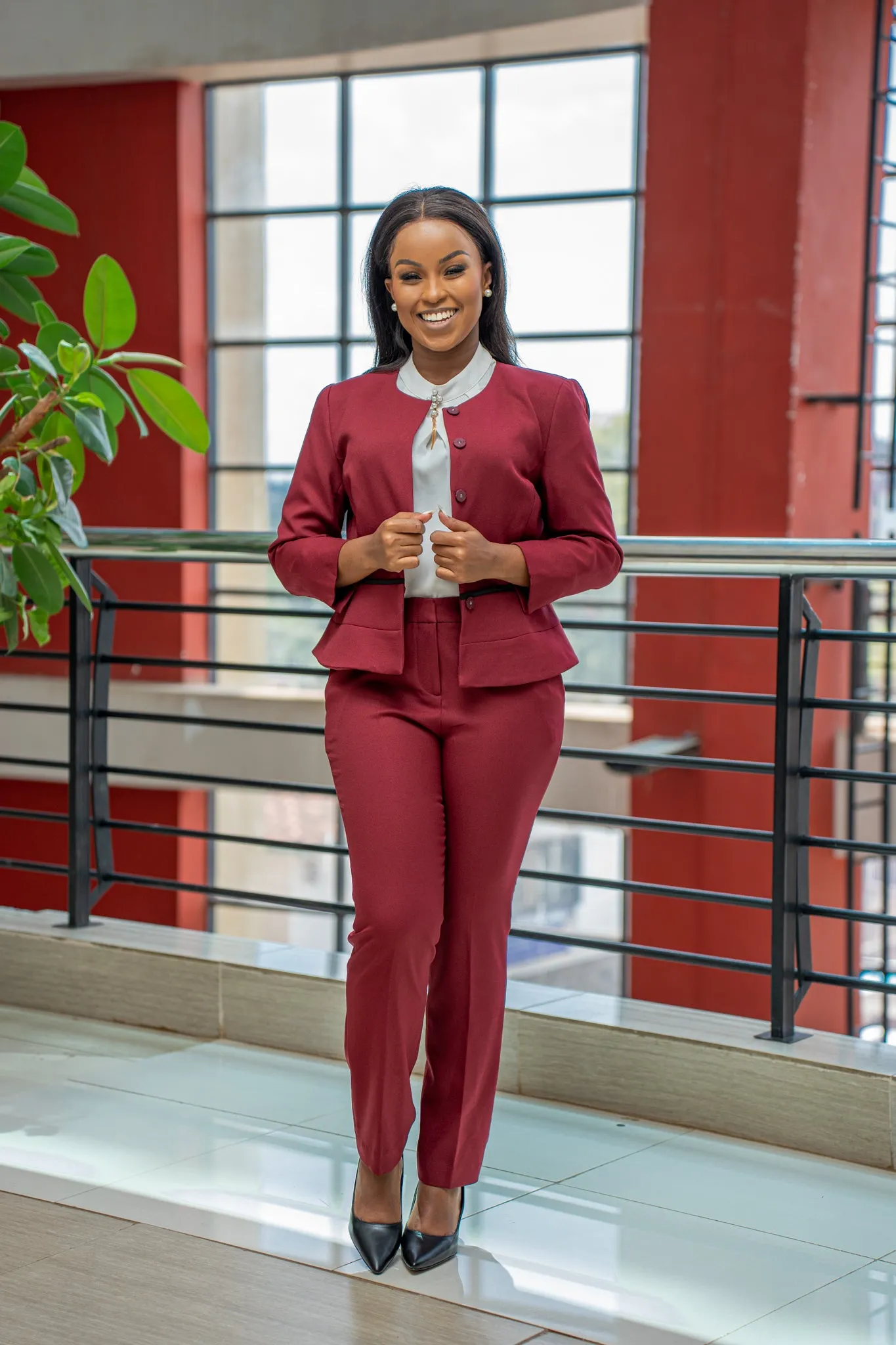 Maroon tahari trouser suit