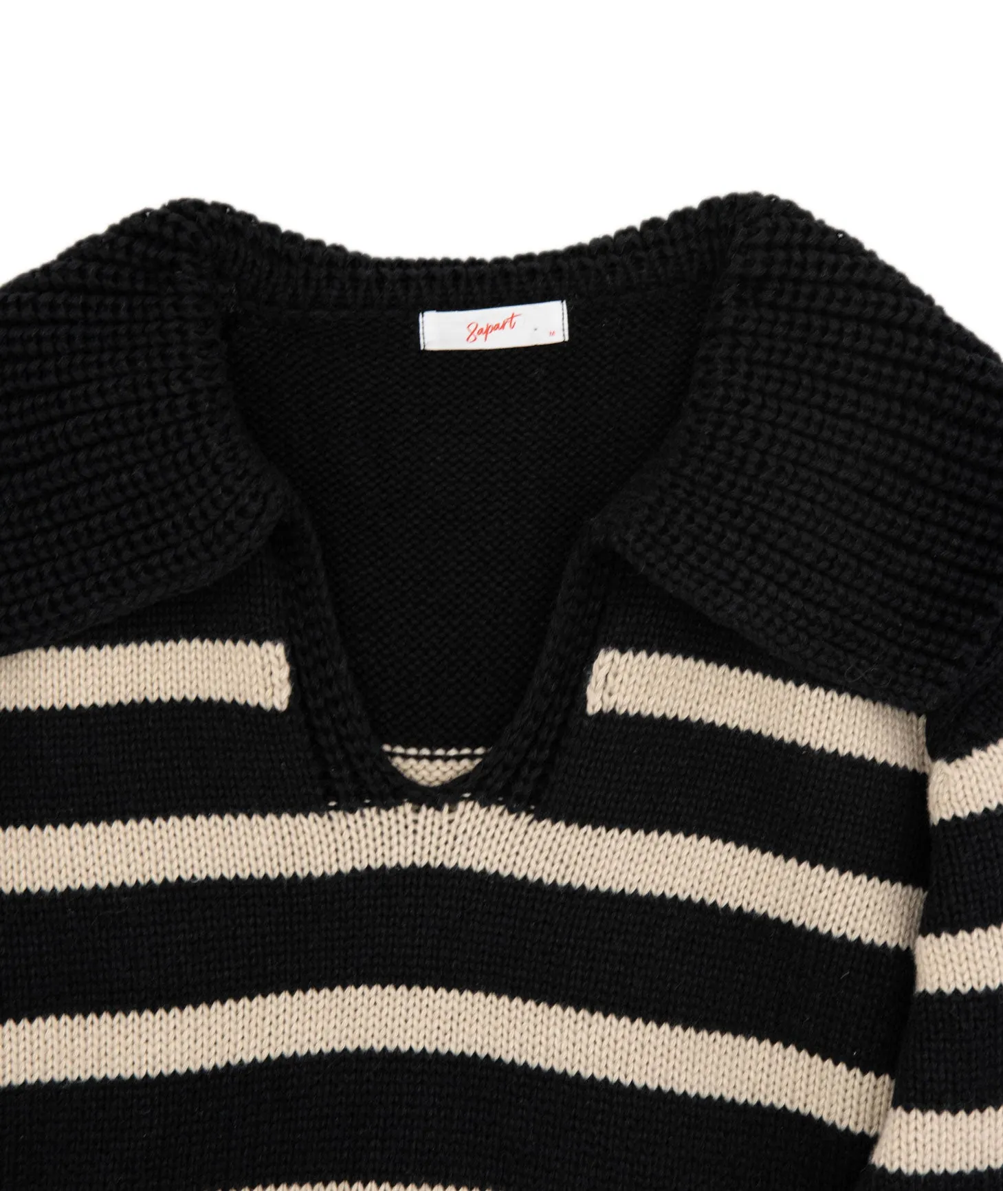 8apart Women Bristol Black/Khaki Striped Sweater