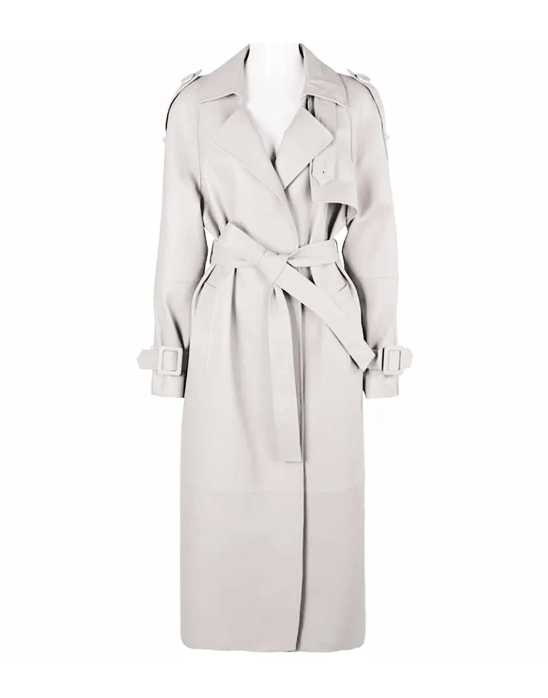 Long Sheepskin Leather Trench Coat