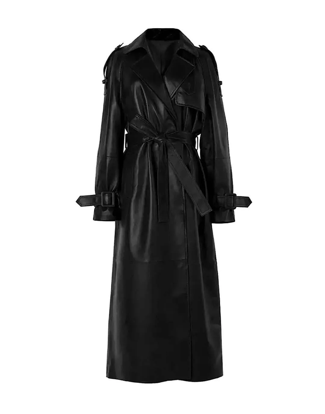 Long Sheepskin Leather Trench Coat