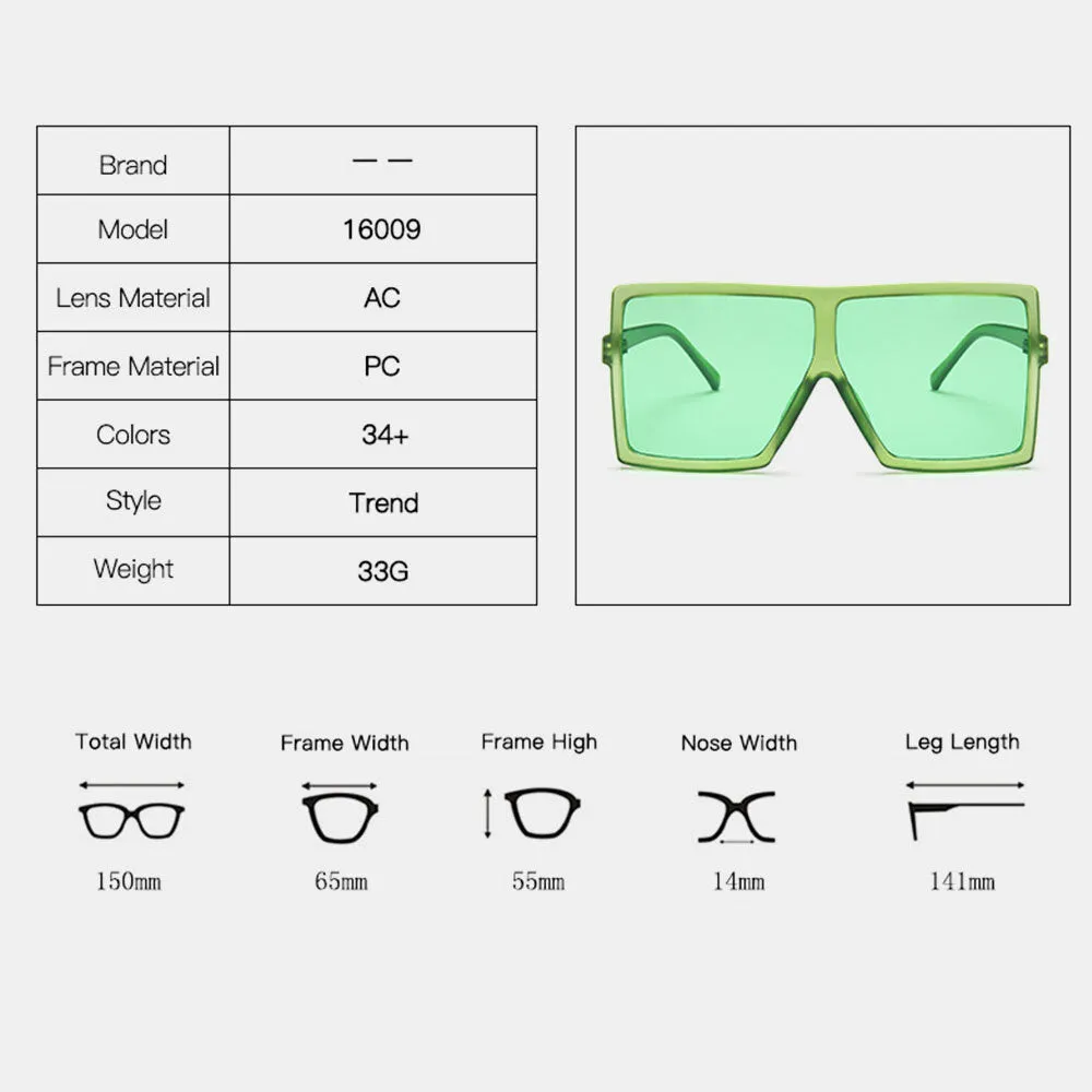 Women Plus Size Frame Square Shape Multi-color Fashion Personality UV Protection Sunglasses