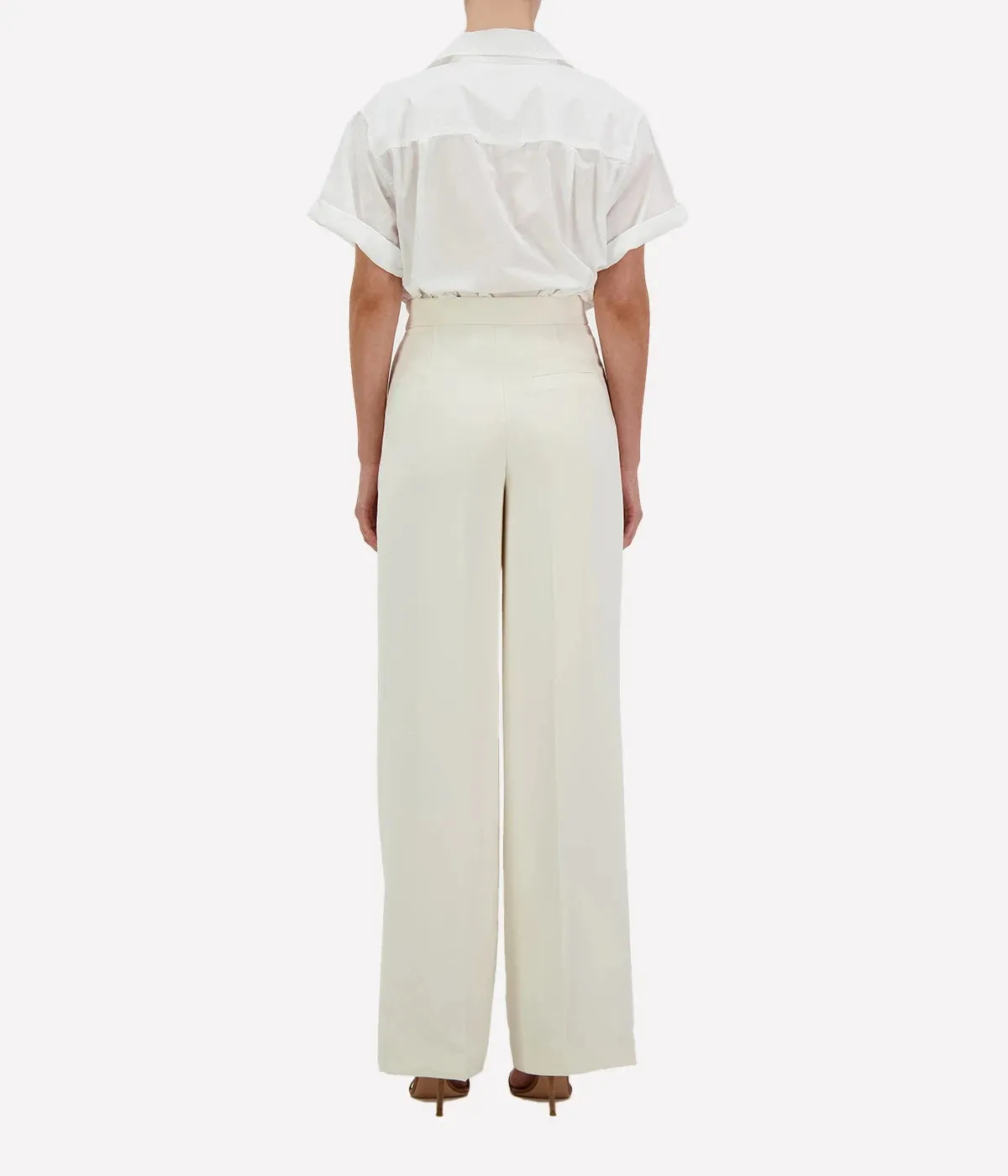 Cady Wide Leg Trouser in Cream