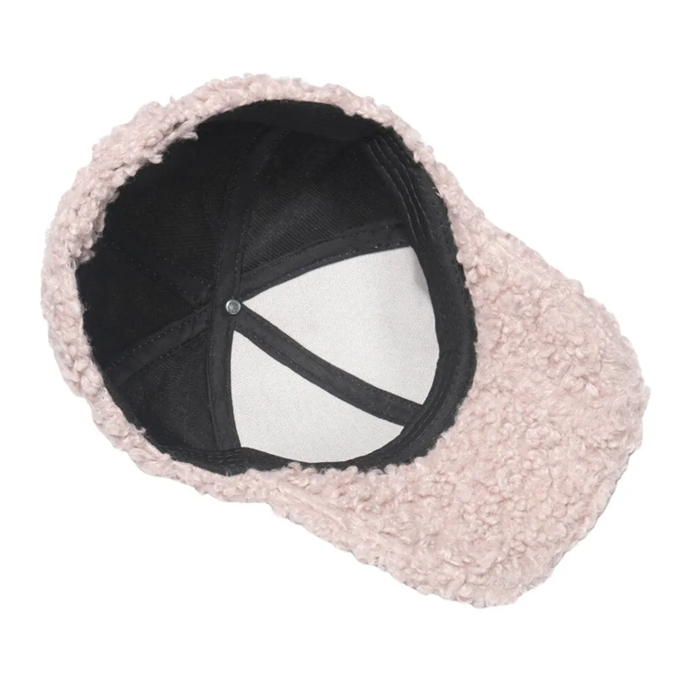 Women Lamb Hair Soft Warm Winter Outdoor All-match Sweet Sunvisor Baseball Hat