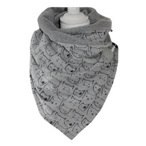 Women Cotton Plus Thick Keep Warm Winter Outdoor Casual Cute Cartoon Cats Pattern Multi-purpose Scarf Shawl